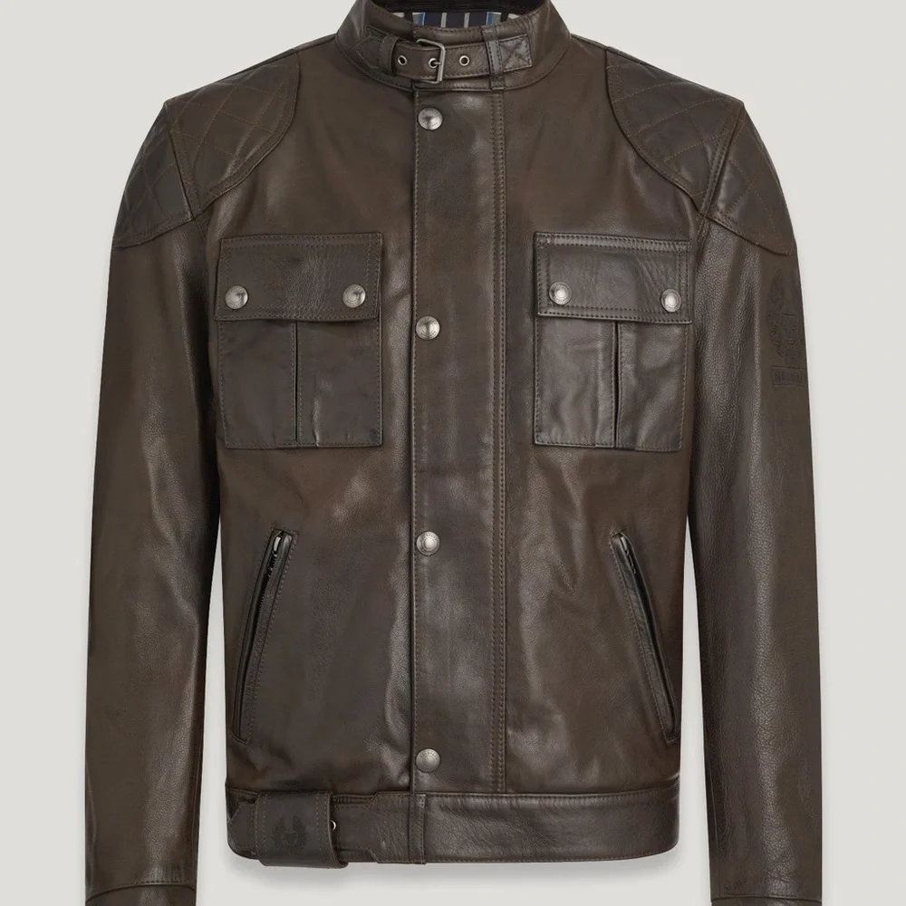 !SOLD! Belstaff Calf Leather Motorcycle Jacket with Removable Protective Armor - Picture 1 of 16